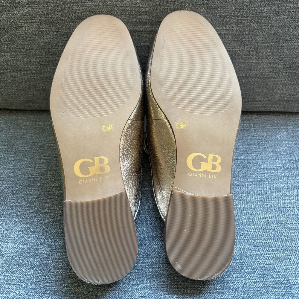 Giani Bini Gold Pebbled Leather Flat Fancy Party Classic Work Fun Shoe Women 5.5 - Picture 10 of 15